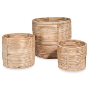 RONDINS 3 Blumenübertöpfe aus Rattan