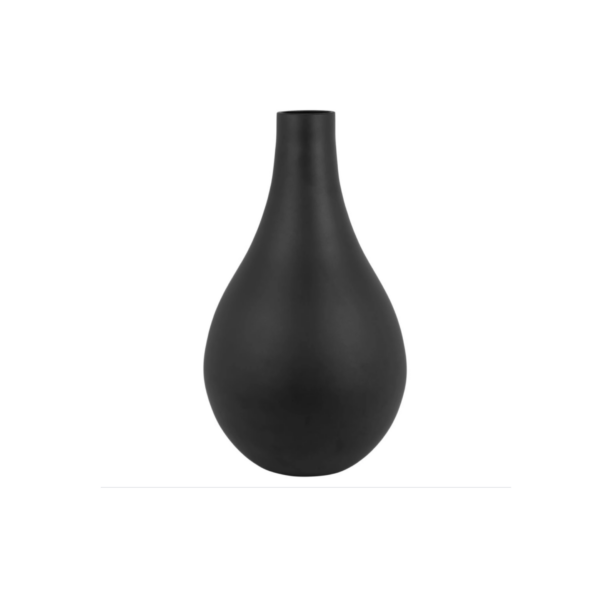 Vase in Birnenform aus mattschwarzem Glas H41