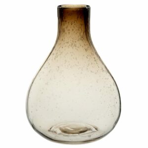 Tropfenvase aus Bläschen- und Rauchglas H18