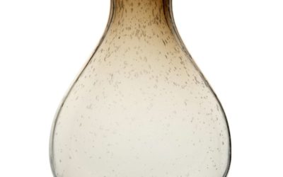 Tropfenvase aus Bläschen- und Rauchglas H18