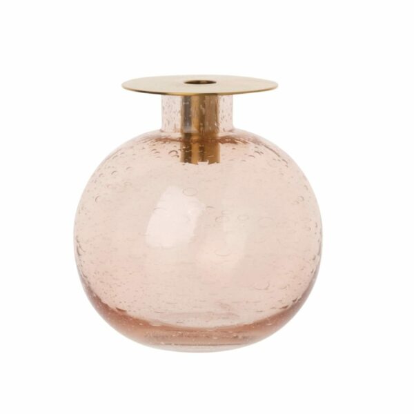 Vase aus rosa getöntem Blasenglas H36