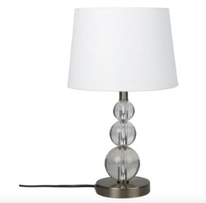 LAKE Lampe mit Gestell aus Metall und Glas und weißem Lampenschirm