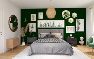 Grünes Boho Schlafzimmer für Pflanzenfans